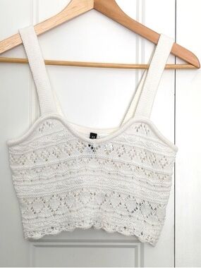 H&M White Crochet Knit Camisole Top